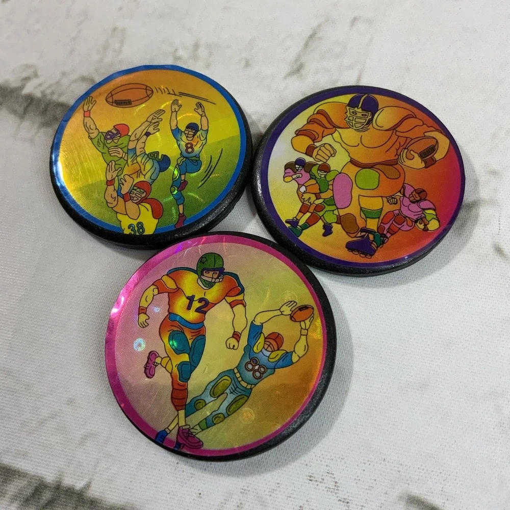 Pogs Lot Of 3 Slammers Vintage 90's Milk Caps Sports Themed Retro Football #10